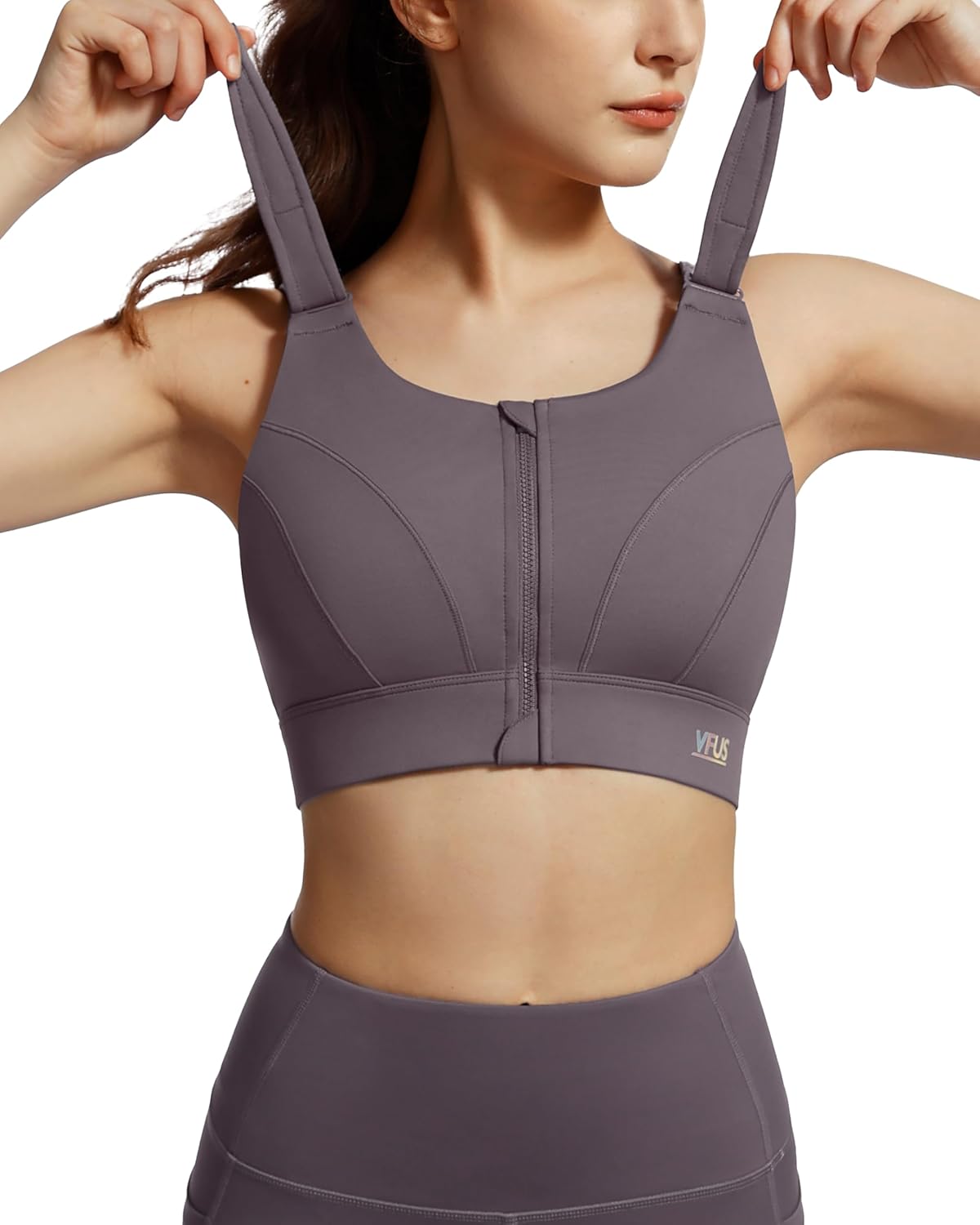 Adjustable High Impact Sports Bras for Women with Zip Front