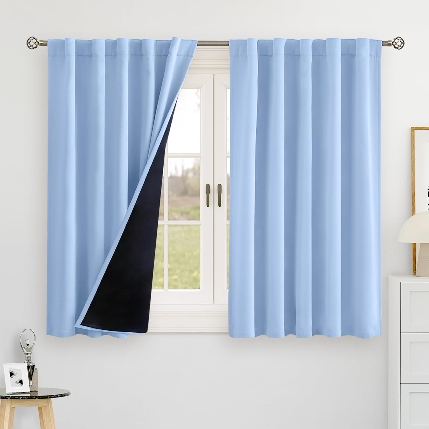 BGment Light Blue 100% Blackout Curtains for Small Windows