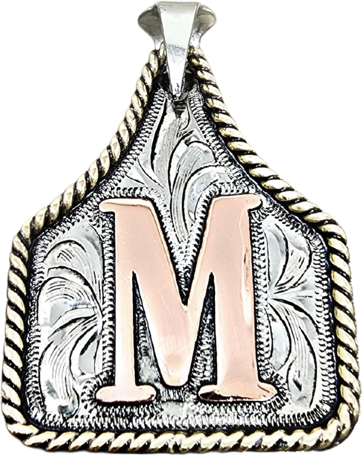 Custom Handmade Cow Tag Necklace with Copper Initial Pendant