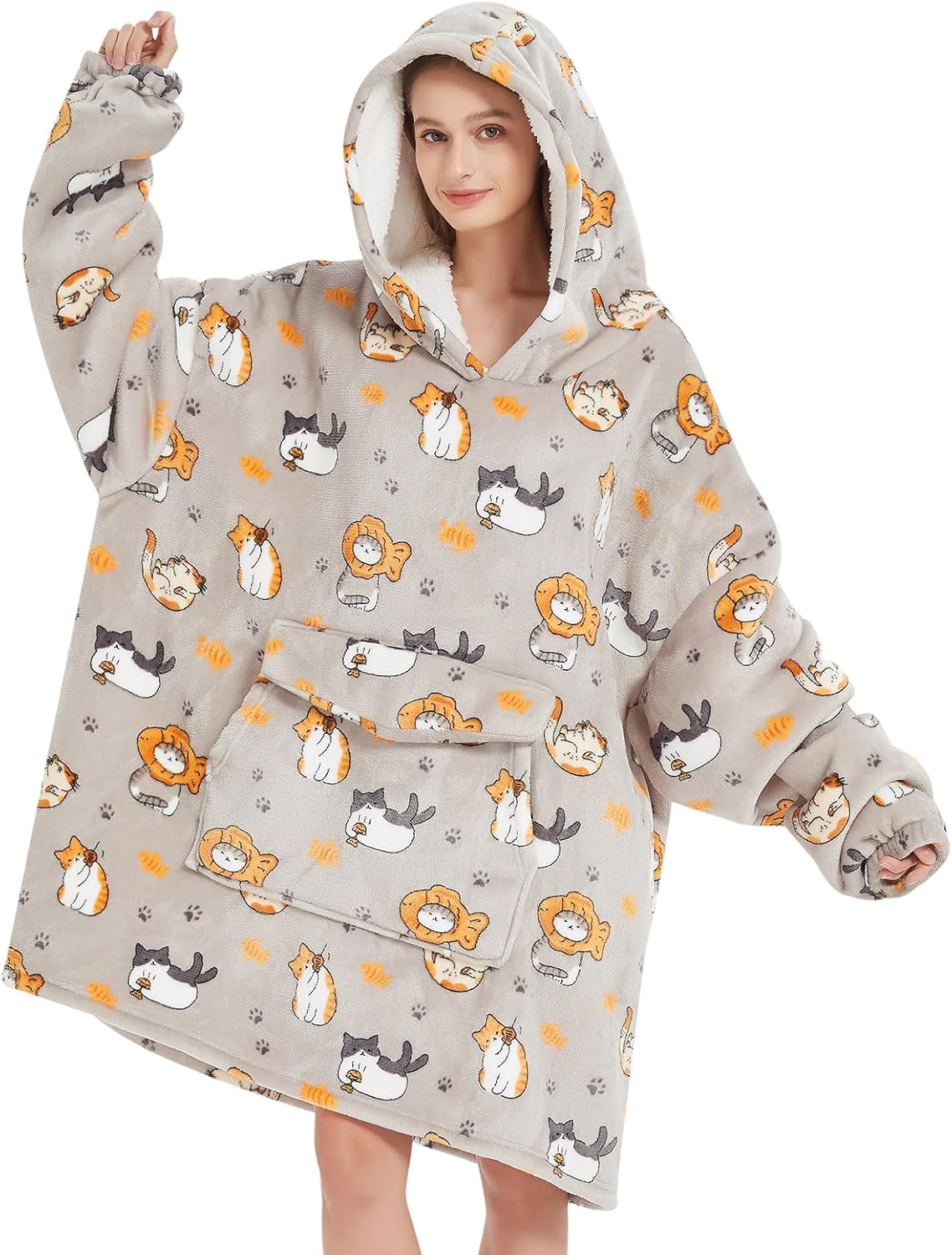 Fiosnow Oversize Cat Blanket Hoodie - Cozy & Stylish!