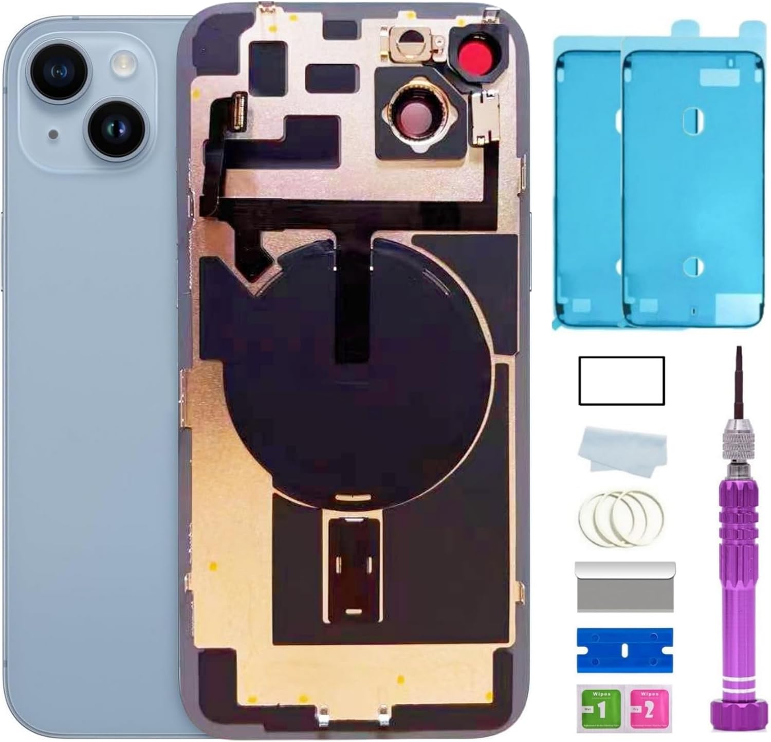 14 Plus Back Glass Replacement Kit for iPhone 14 Plus Blue