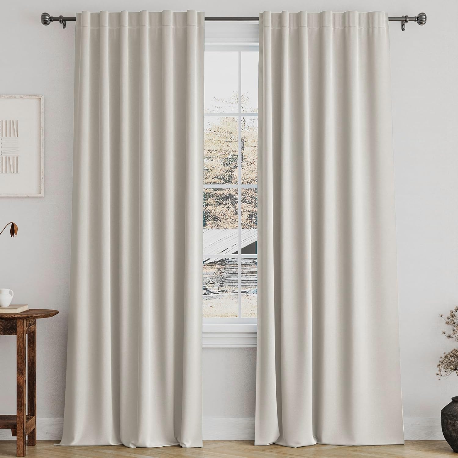 Turquoize Ivory Blackout Curtains for Bedroom and Living Room