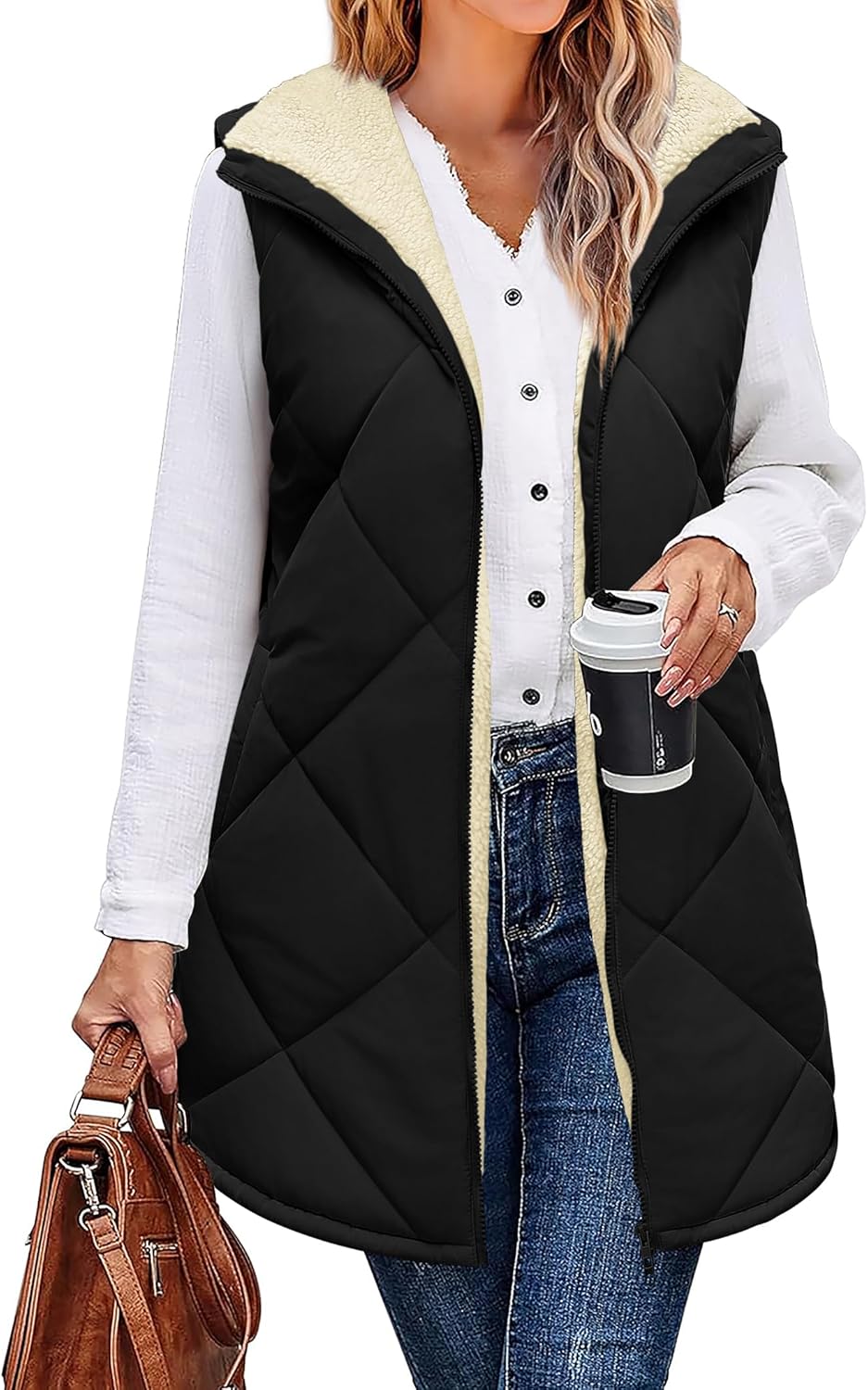 Zeagoo Womens 2024 Reversible Vest Sleeveless Fleece Jacket