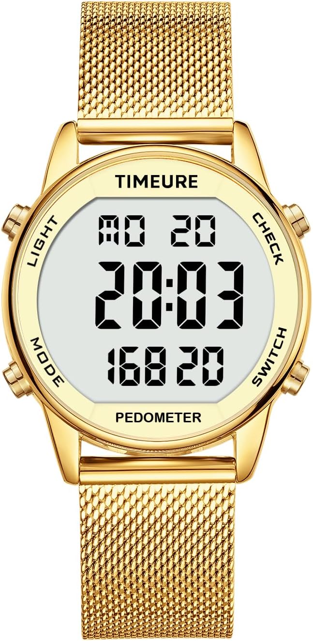 Stylish Stainless Steel Step Counter Watch - No App, No Charging Needed