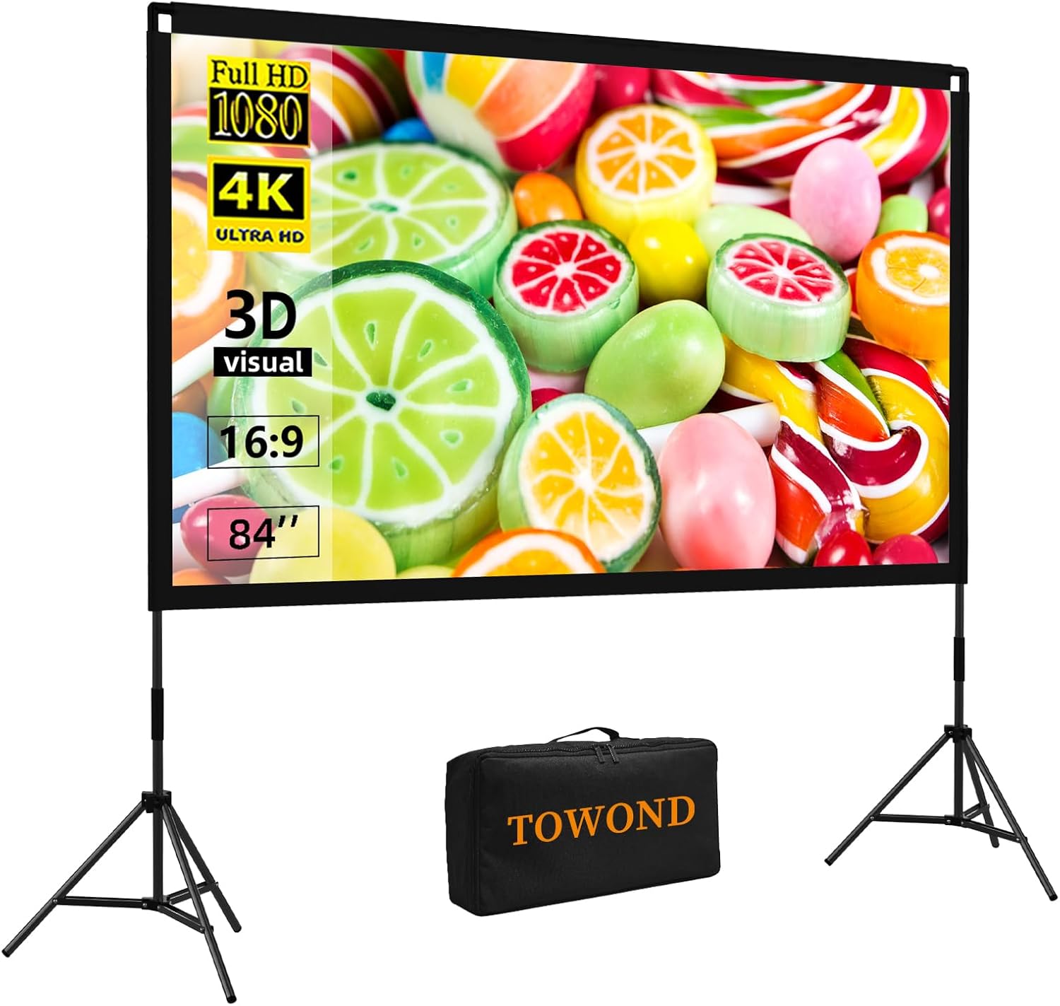 84 Towond Outdoor Projector Screen: Portable 4K Movie Magic