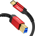 JSAUX USB 3.0 Cable B Male to USB-C, 6.6ft - Fast Durable Connection