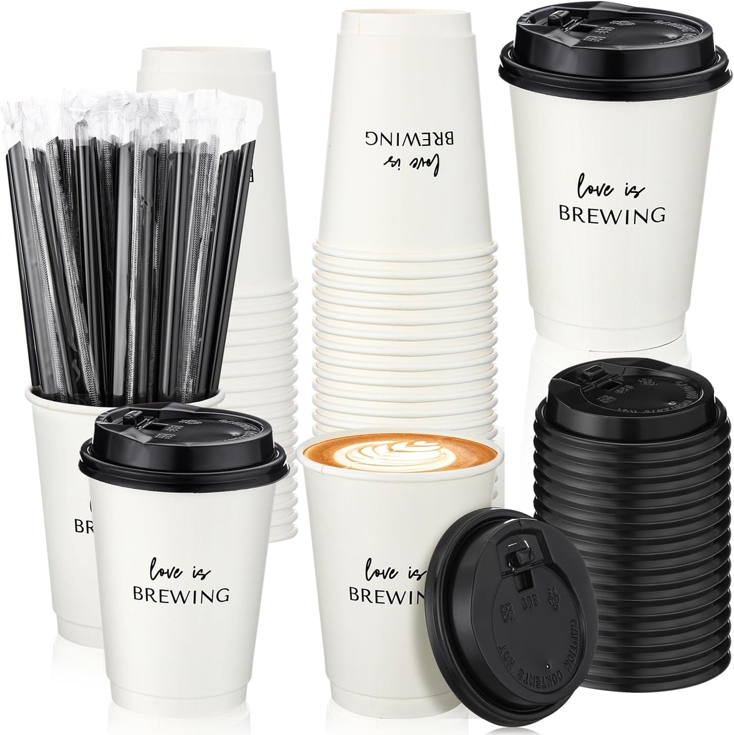 50 Set Wedding Coffee Paper Cups for Bridal Shower Events