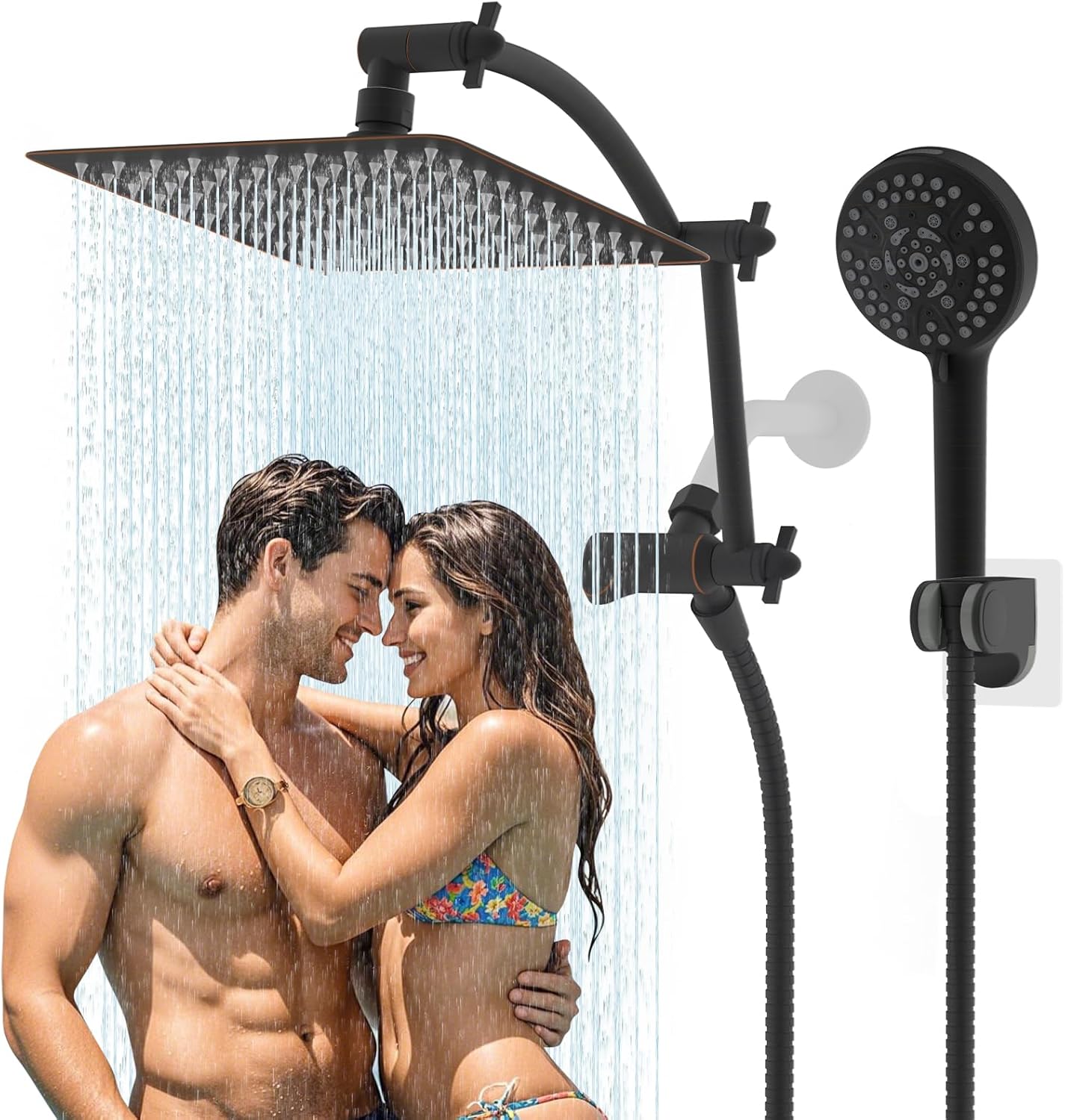 Hibbent All Metal Shower Head Combo with Adjustable Extension Arm