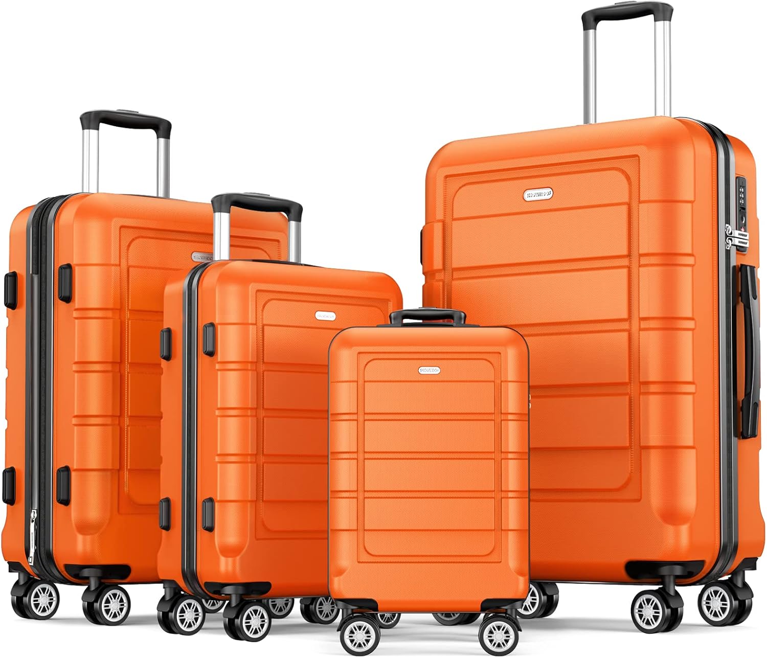 SHOWKOO Luggage Sets Durable Expandable Suitcase Set in Orange