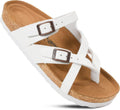 AEROTHOTIC Womens Strappy Slip-On Cork Footbed Slides - Arch Support