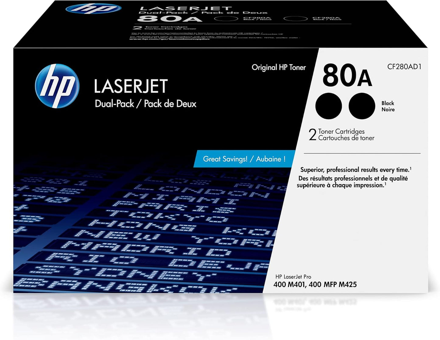 HP 80A Black Toner Cartridges for LaserJet Pro 400 Series