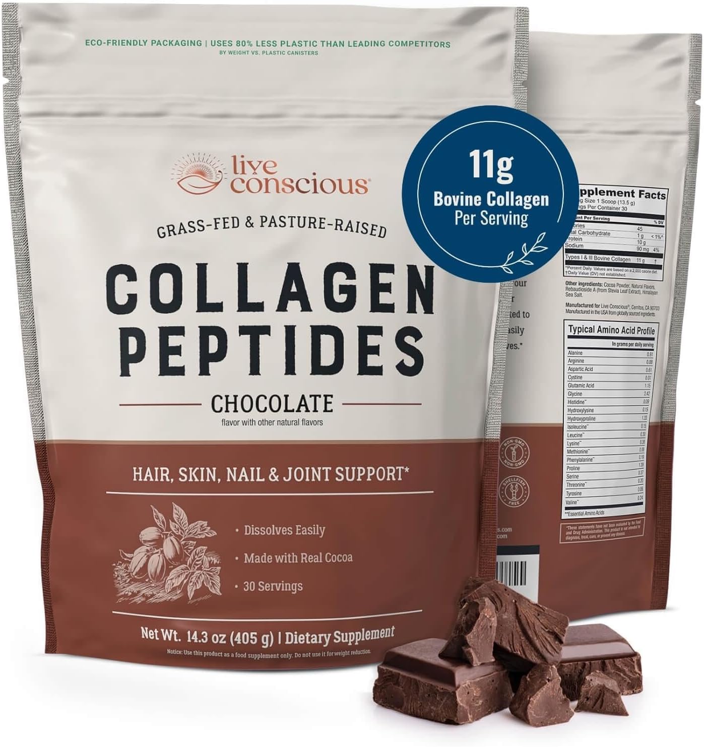 Live Conscious Collagen Peptides Powder for Skin and Joint Health