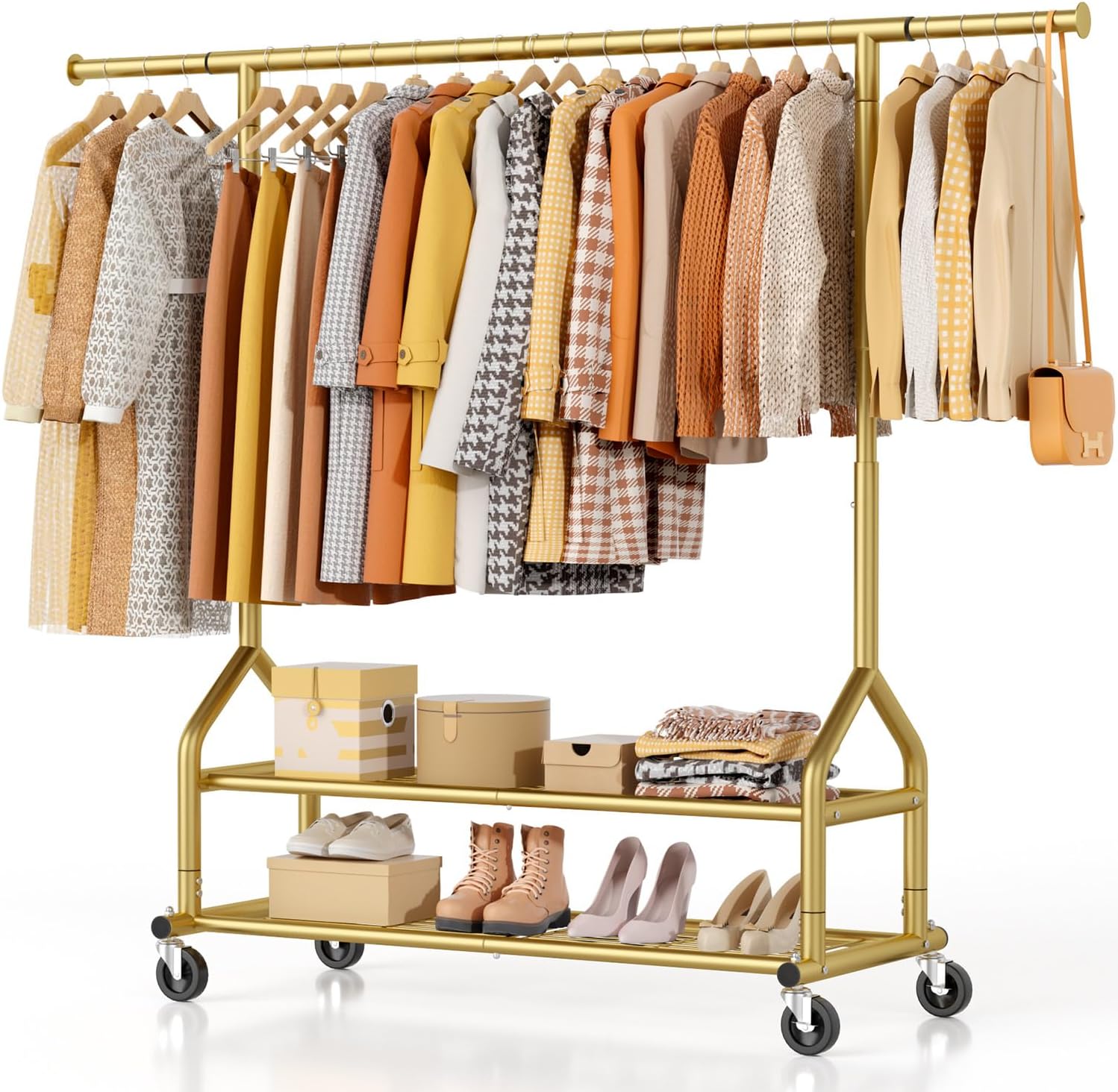 EAGMAK Heavy Duty Clothes Rack with Adjustable Height and Wheels