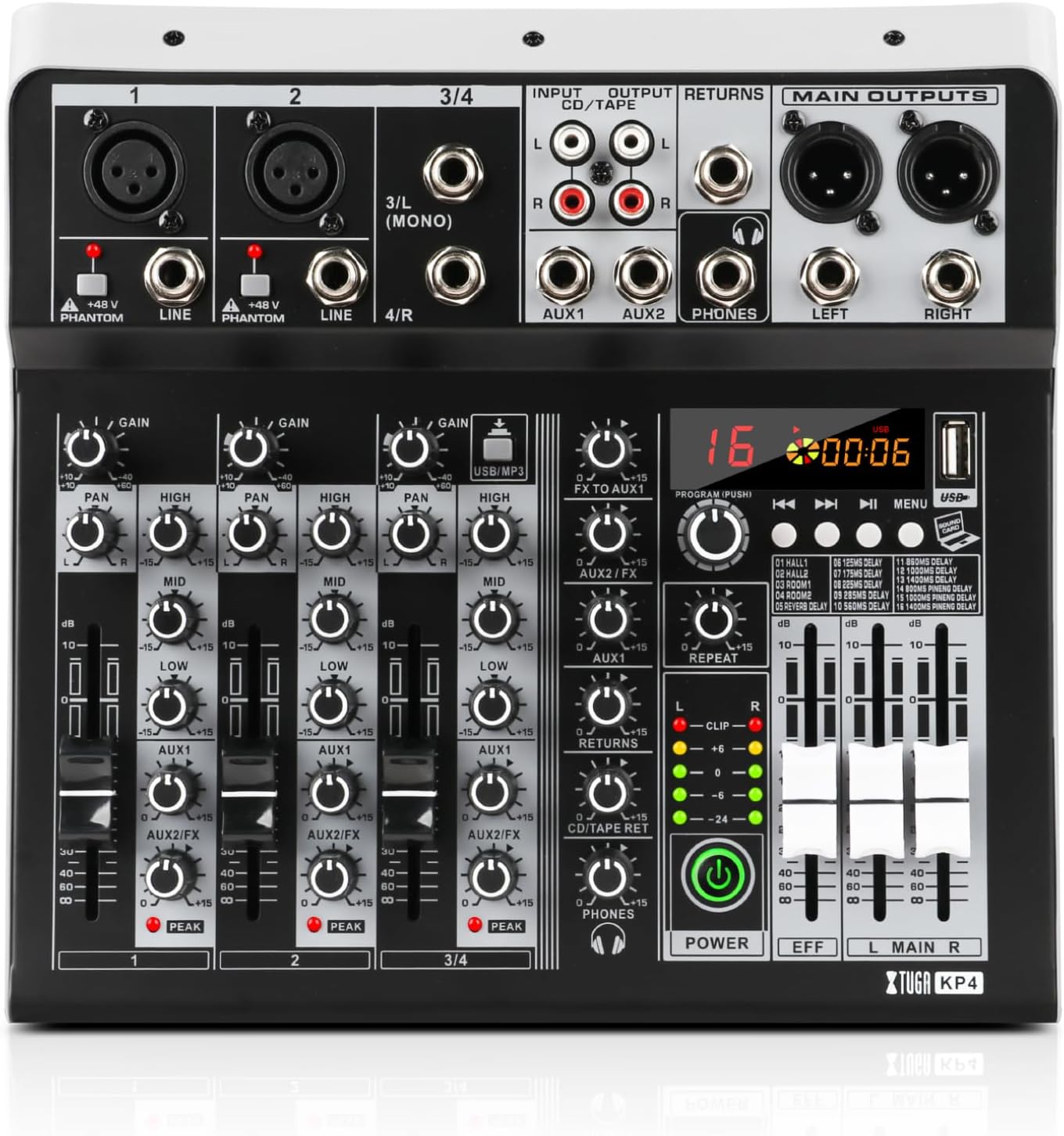 XTUGA KP4 4 Channel Audio Mixer for Live Streaming and Recording
