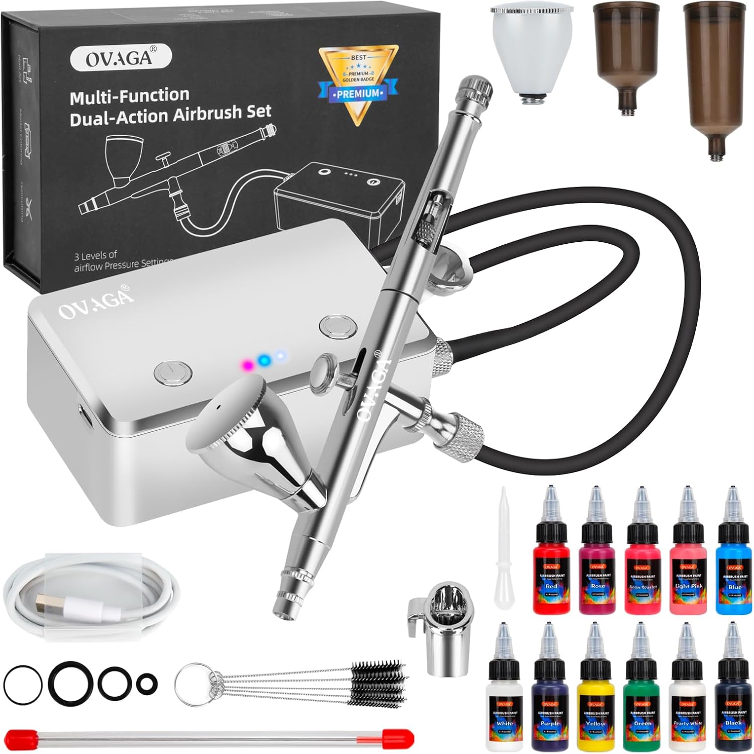 OVAGA 32PSI Airbrush Kit with Compressor for Creative Projects