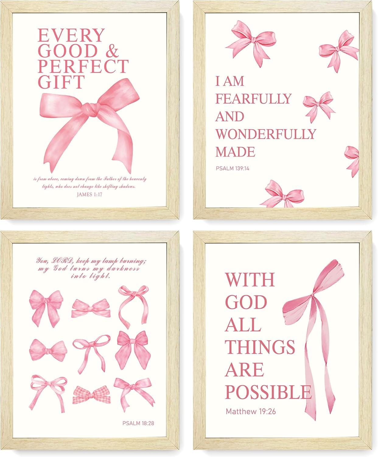 Coquette Pink Bow Wall Art Decor for Teen Girls' Rooms