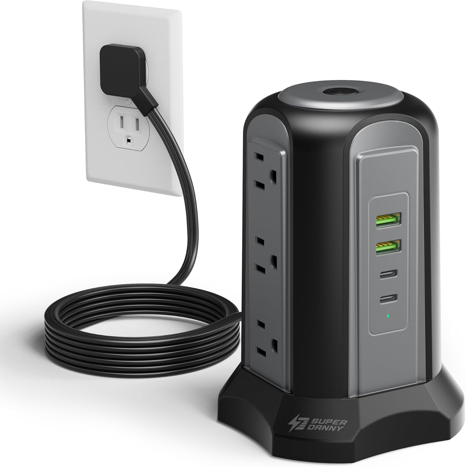 Power Strip Tower Surge Protector with 9 Outlets and USB Ports