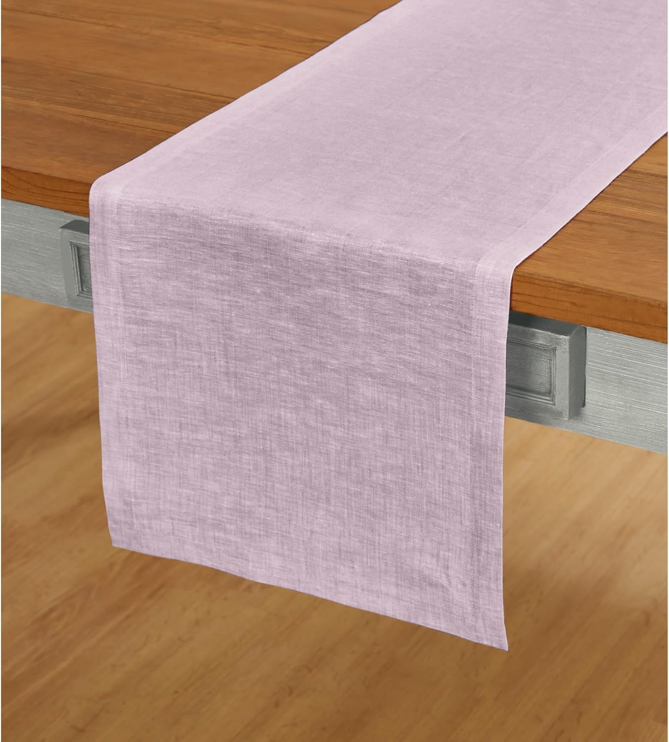 Linen Short Table Runner 60 Inches - Chambray Lavender Style