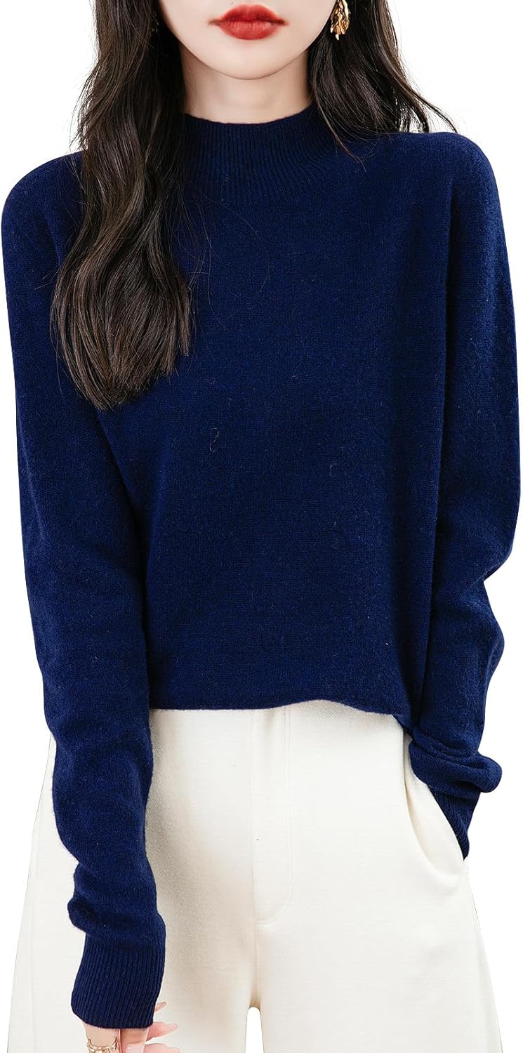 Chanyarn Women's 100% Merino Wool Seamless Mock Neck Sweater