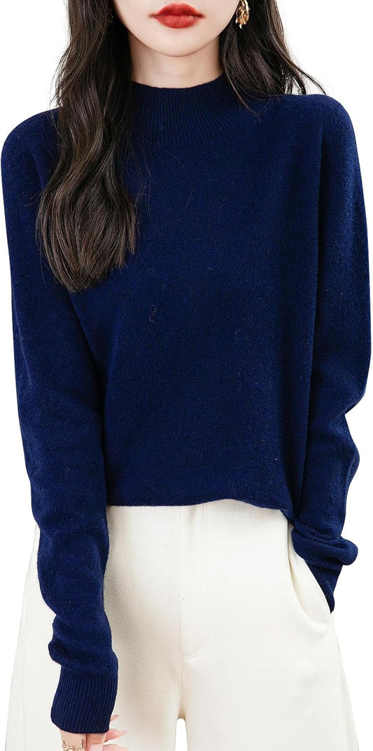 Chanyarn Women's 100% Merino Wool Seamless Mock Neck Sweater