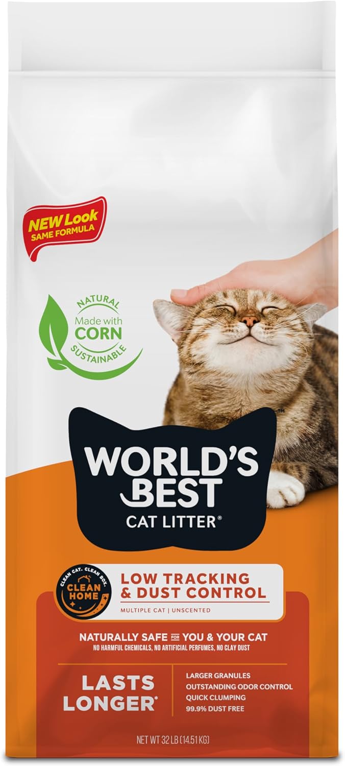 Natural Cat Litter for Multiple Cats - Quick Clumping & Flushable 32lb