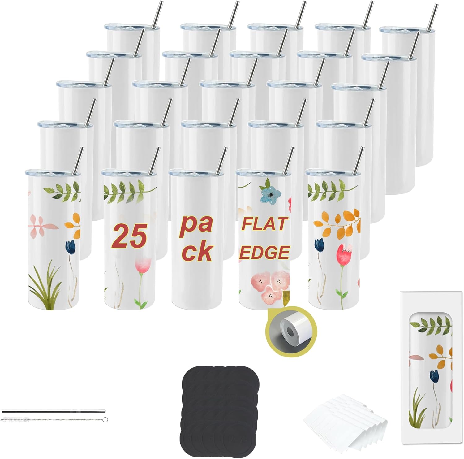 25pack 20oz Sublimation Tumblers for Custom Designs and Gifts