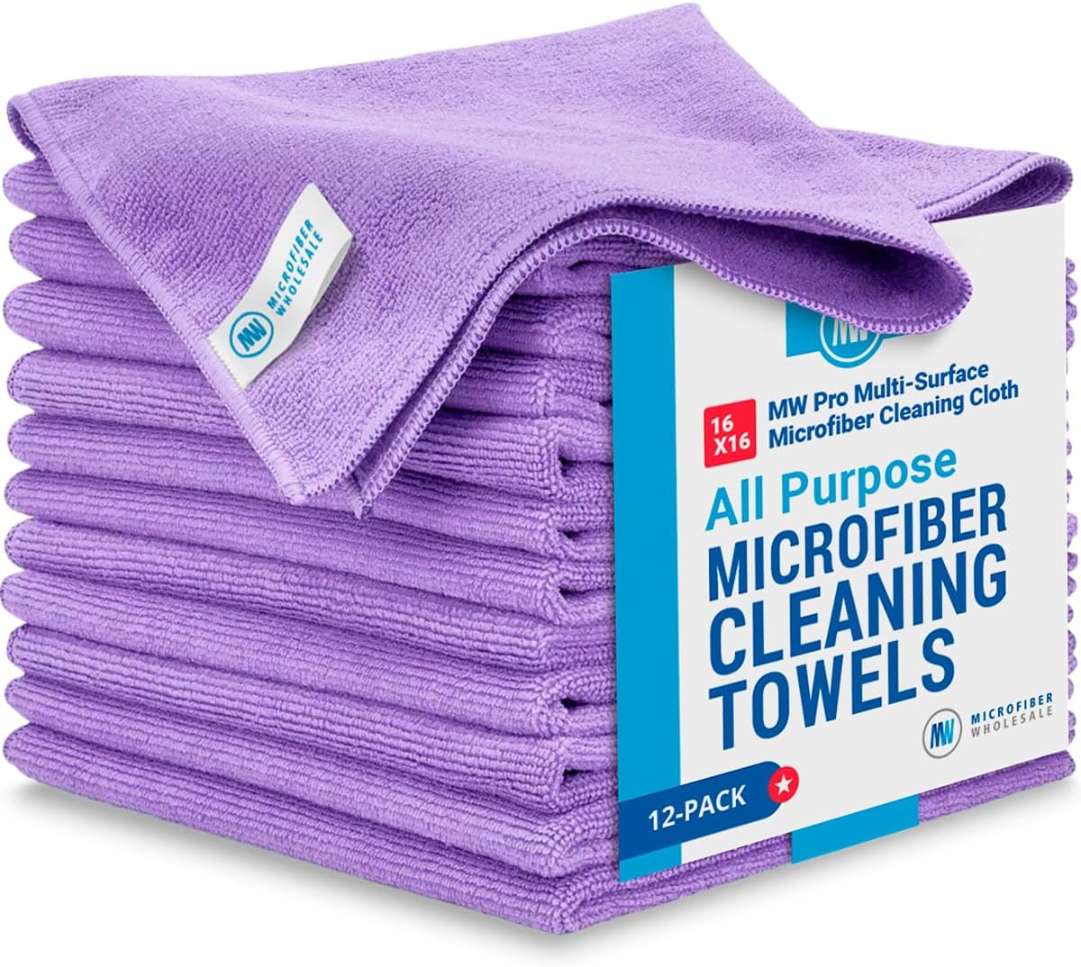 MW PRO Microfiber Cleaning Cloths | 12 Pack | All Purpose Towels - Buff Like a Pro!