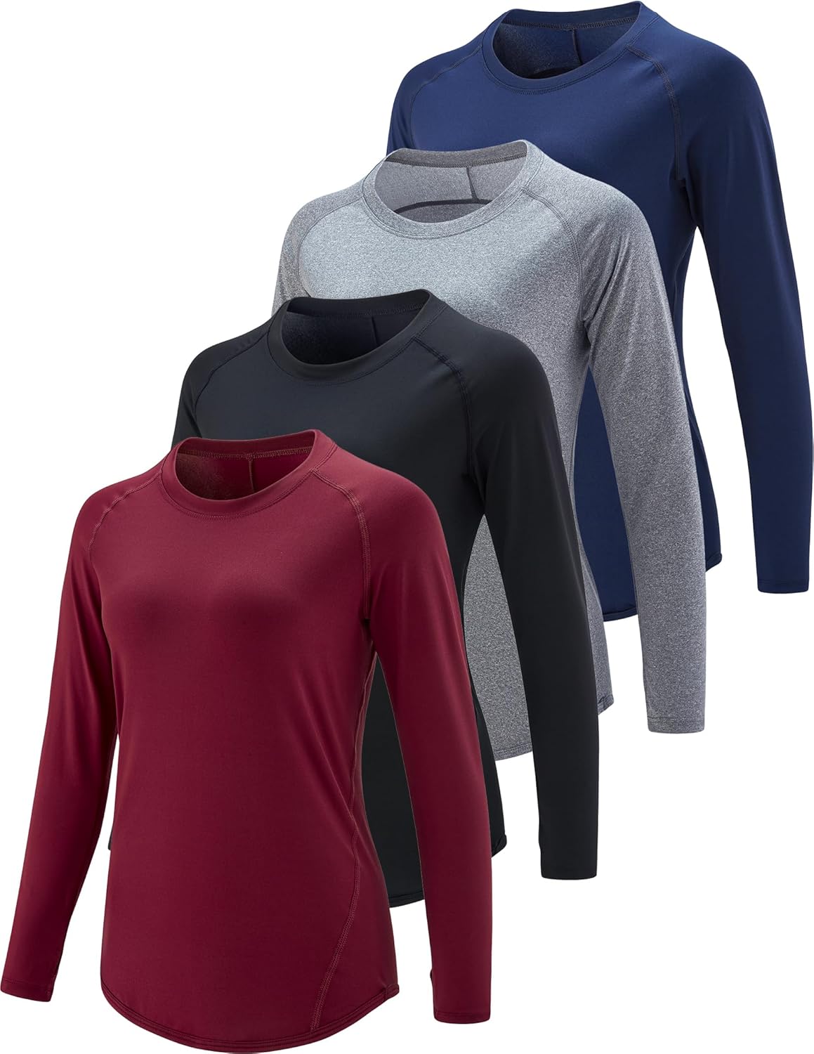 Womens Long Sleeve Athletic Tops with Thumb Holes for Comfort