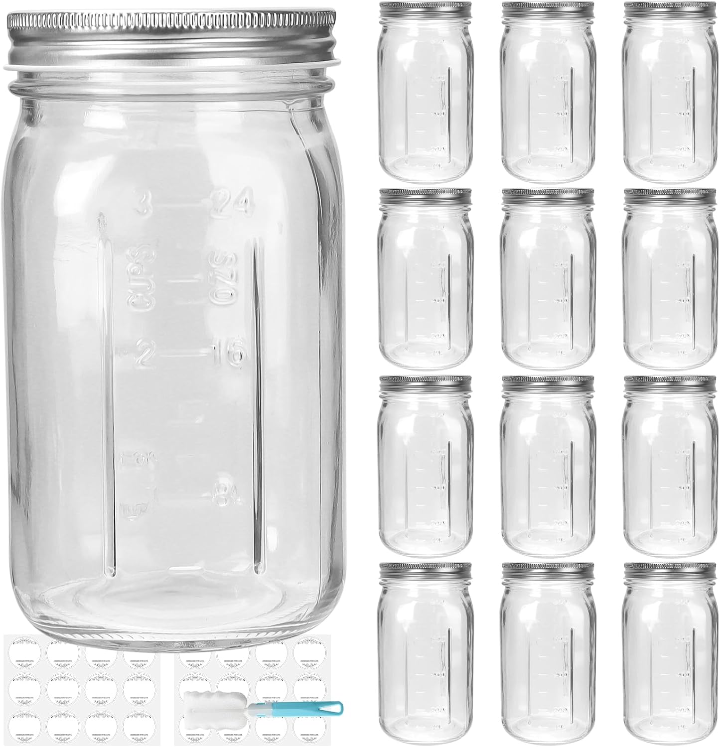 32 oz Glass Mason Jars for Food Storage and Canning - 12 Pack