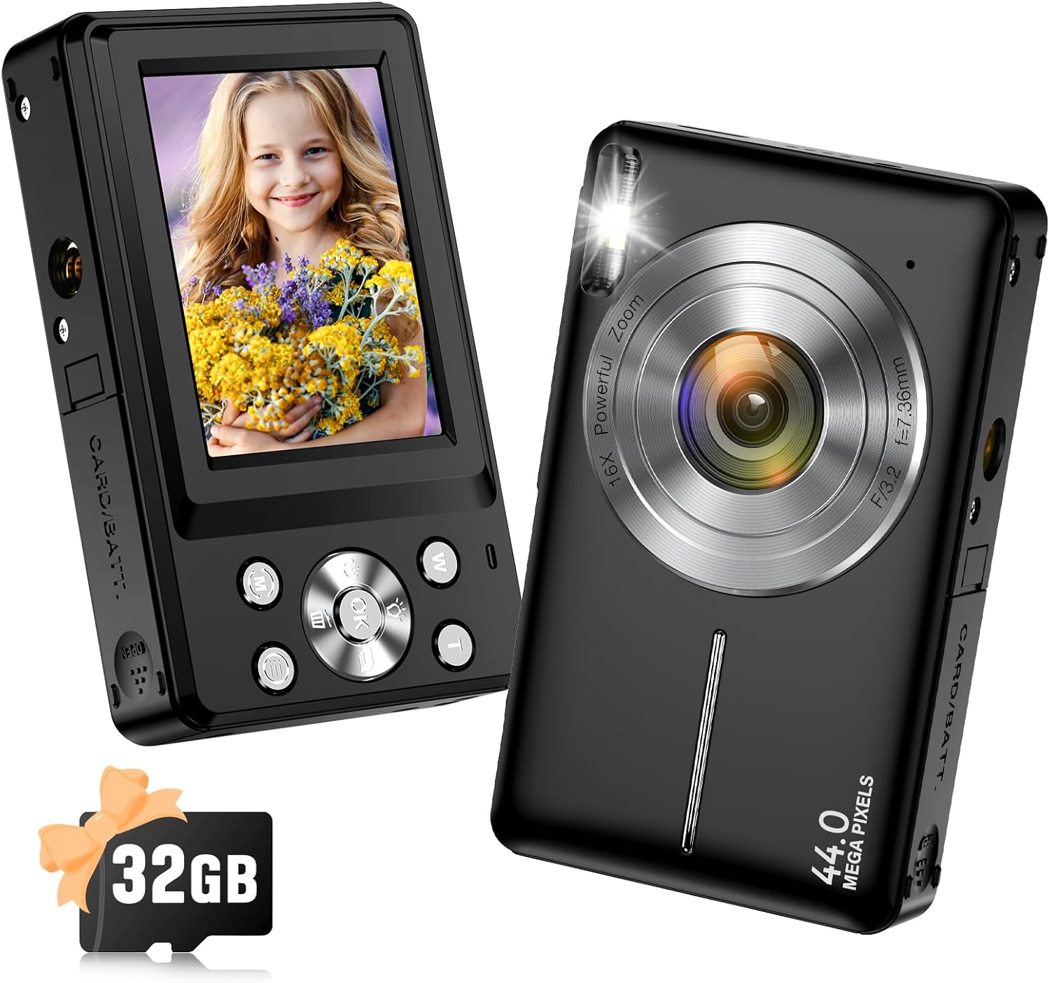 2024 Upgraded 44MP Kids Camera with 16X Zoom & Time Stamp