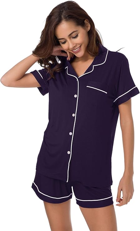 SIORO Womens Pajamas Set Short Sleeve Cotton Pj Sets for Comfort