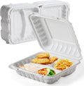 Food Containers 8 in 34 oz 55 Pack - Three-Compartment Reusable Boxes