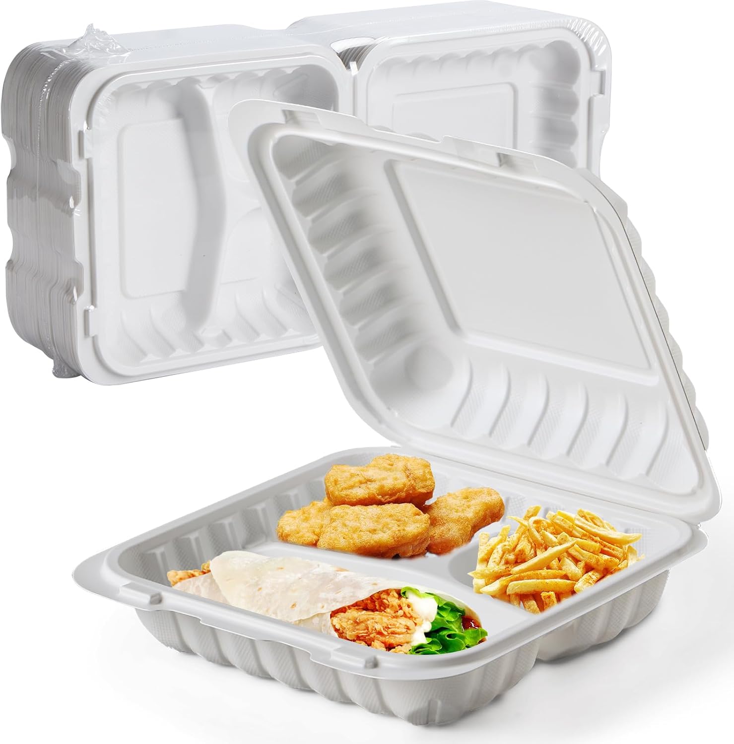 Food Containers 8 in 34 oz 55 Pack for Meal Prep and Storage