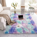 Fluffy Rainbow Rug 5x8 ft - Soft Shaggy Multicolor Carpet