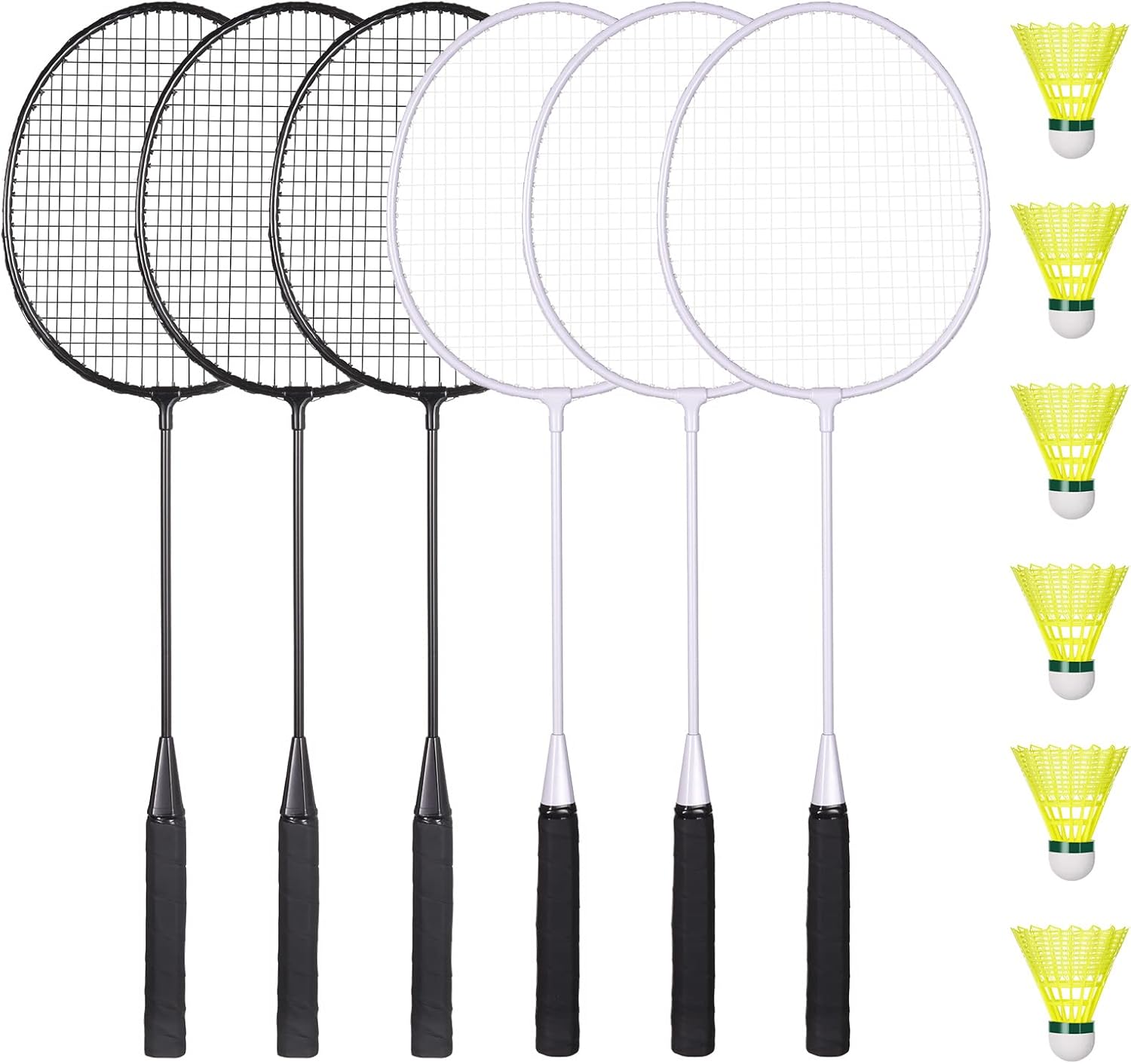 Lightweight Badminton Rackets Set with 6 Shuttlecocks for Fun