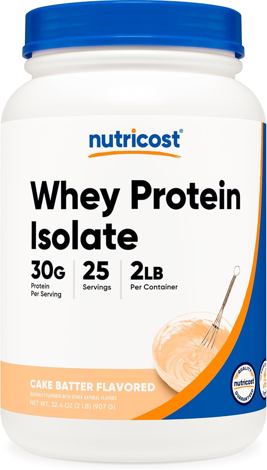 Nutricost Whey Protein Isolate Powder - Cake Batter Flavor 2LBS