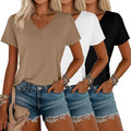 Riyiper Women's V Neck T-Shirts 3 Pack for Casual Summer Wear