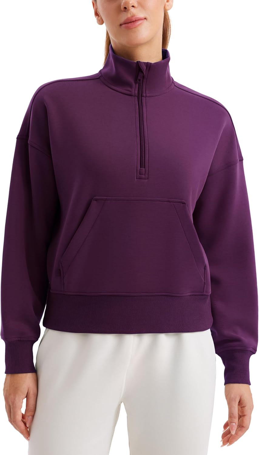 CRZ YOGA SoftAura Half Zip Sweatshirt for Women - Cozy Layer