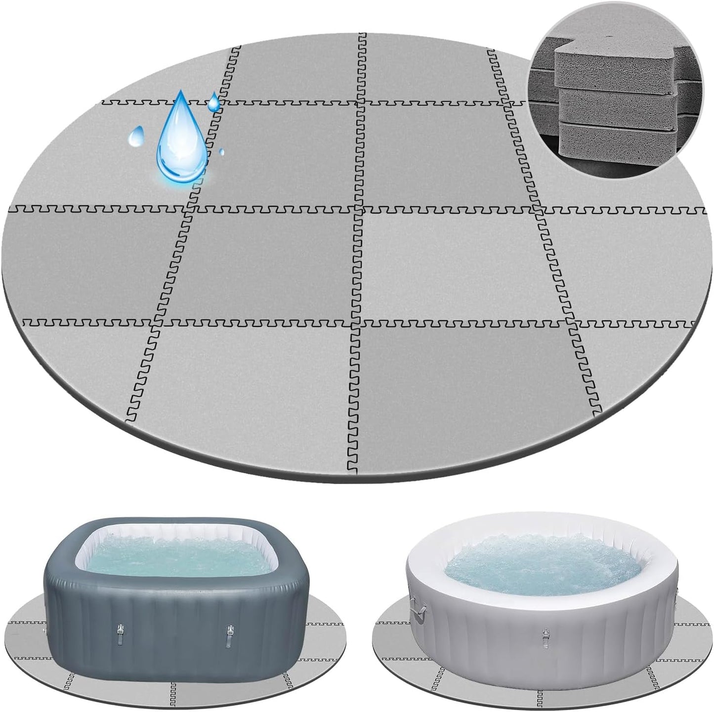 78 Inch Round Hot Tub Mat by Oyrlize - Extra-Thick Protection