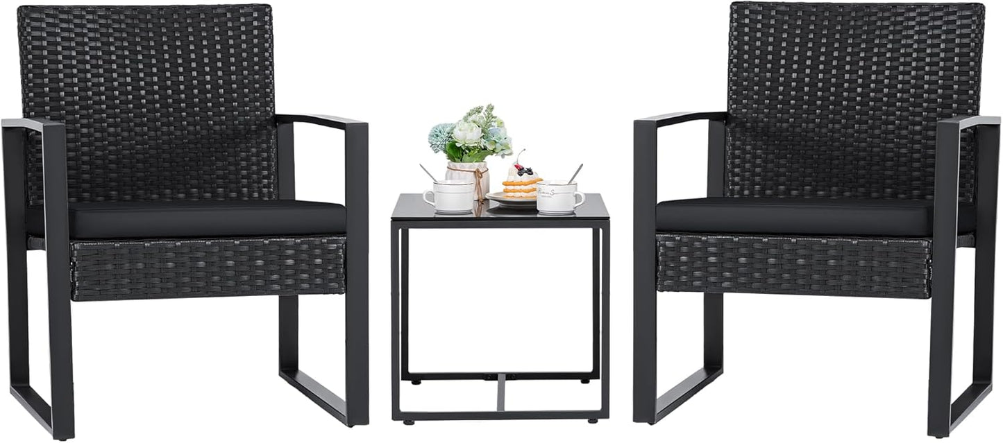 Flamaker 3 Pieces Outdoor Patio Wicker Furniture Set for Yard
