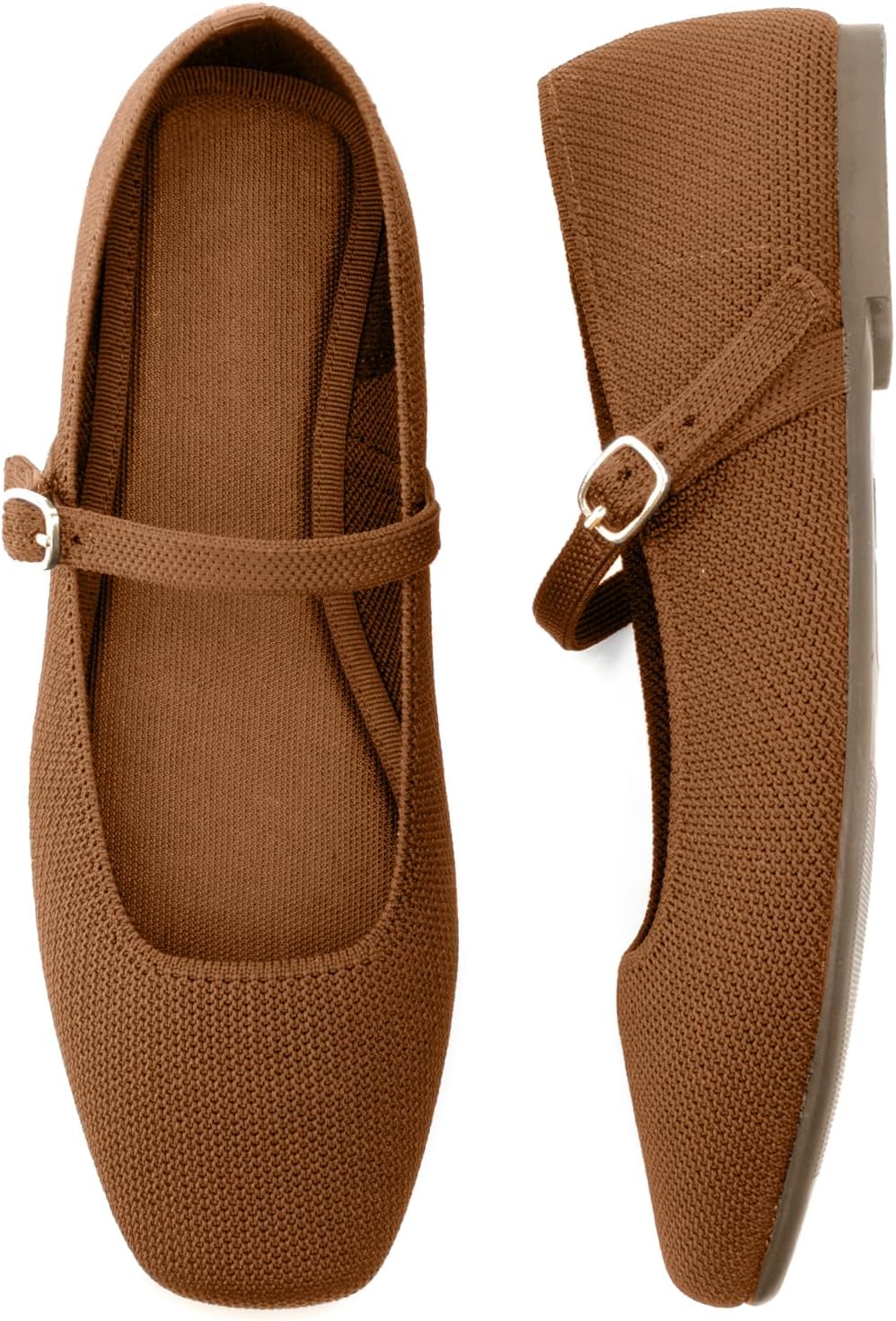 Knit Flats for Women Comfortable Square Toe Ballet Shoes