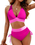 Blooming Jelly High Waisted Bikini Set - Tummy Control Color Block