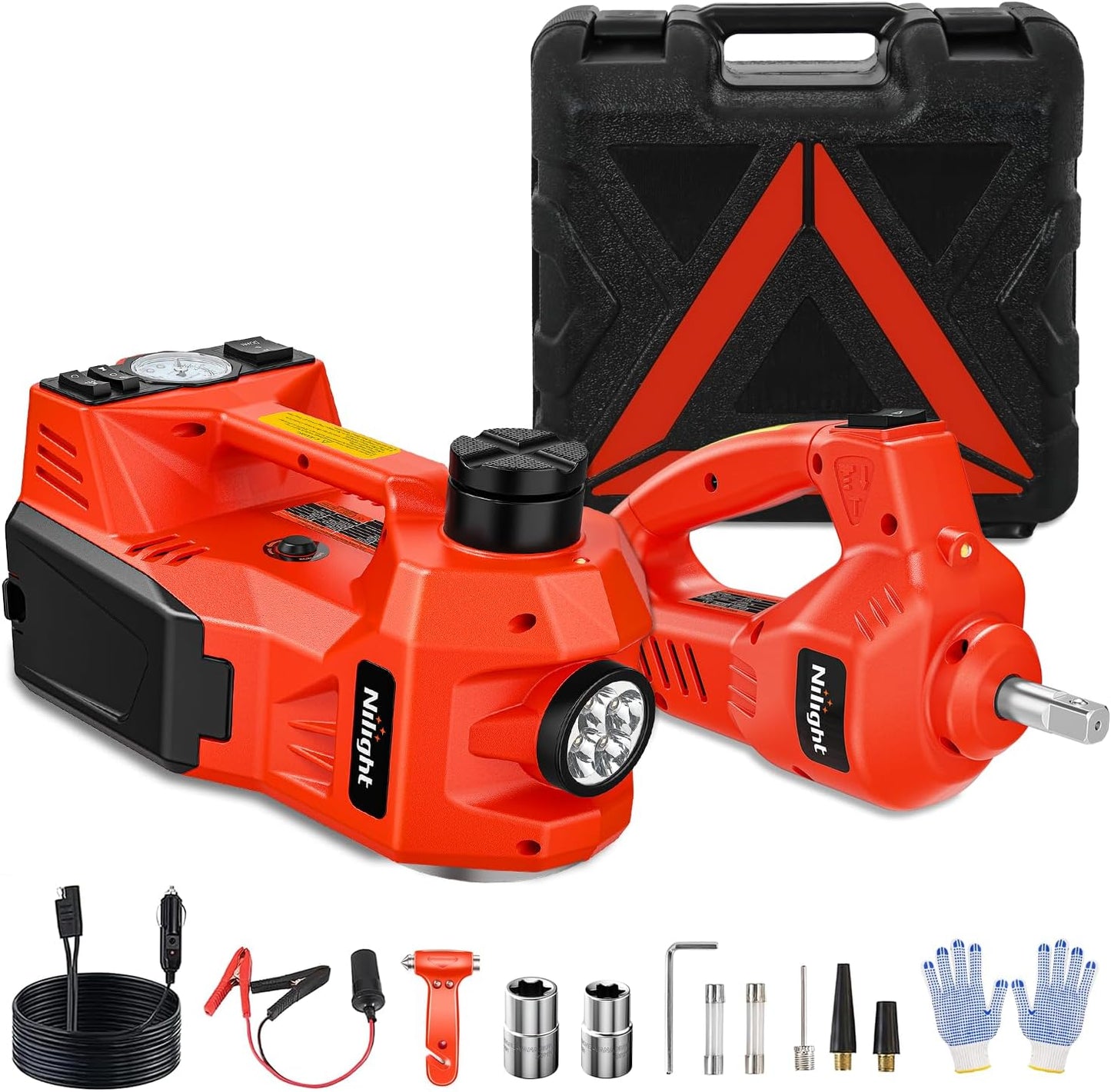 Nilight Electric Car Jack Kit 5 Ton with Impact Wrench and Pump