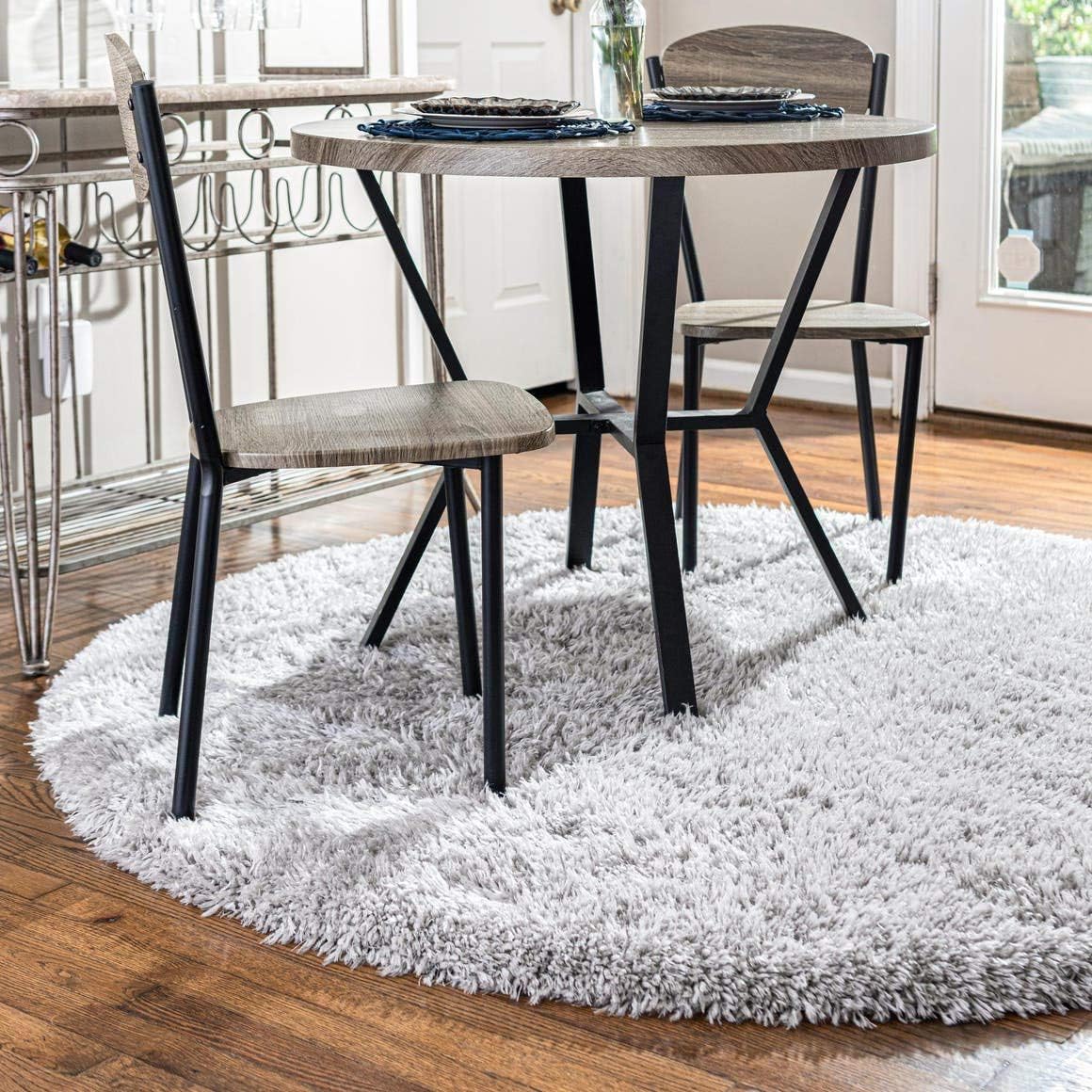 Infinity Collection Solid Shag Area Rug 8 Ft Round Ash Gray