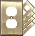 Brass Duplex Midsize Outlet Cover Antique Matte Gold - 5-Pack