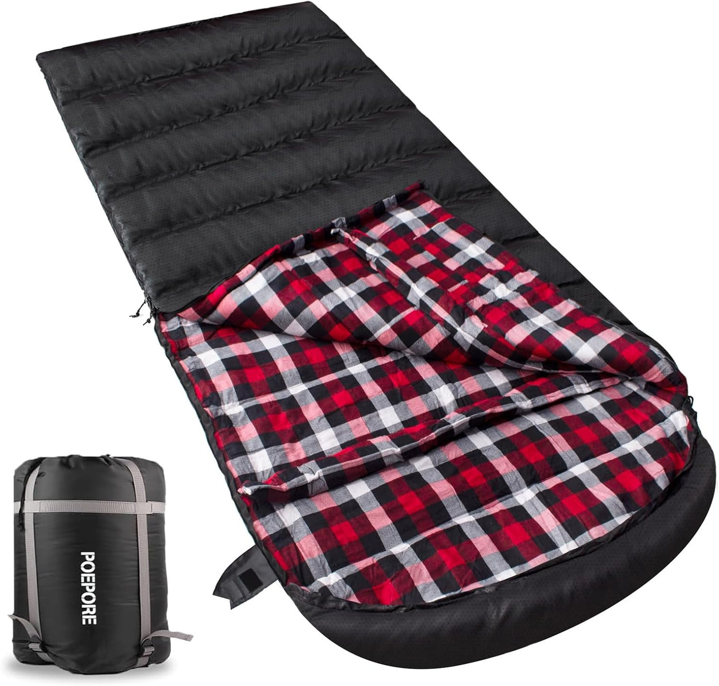 Flannel Sleeping Bag for Cold Weather - XXL Size Comfort