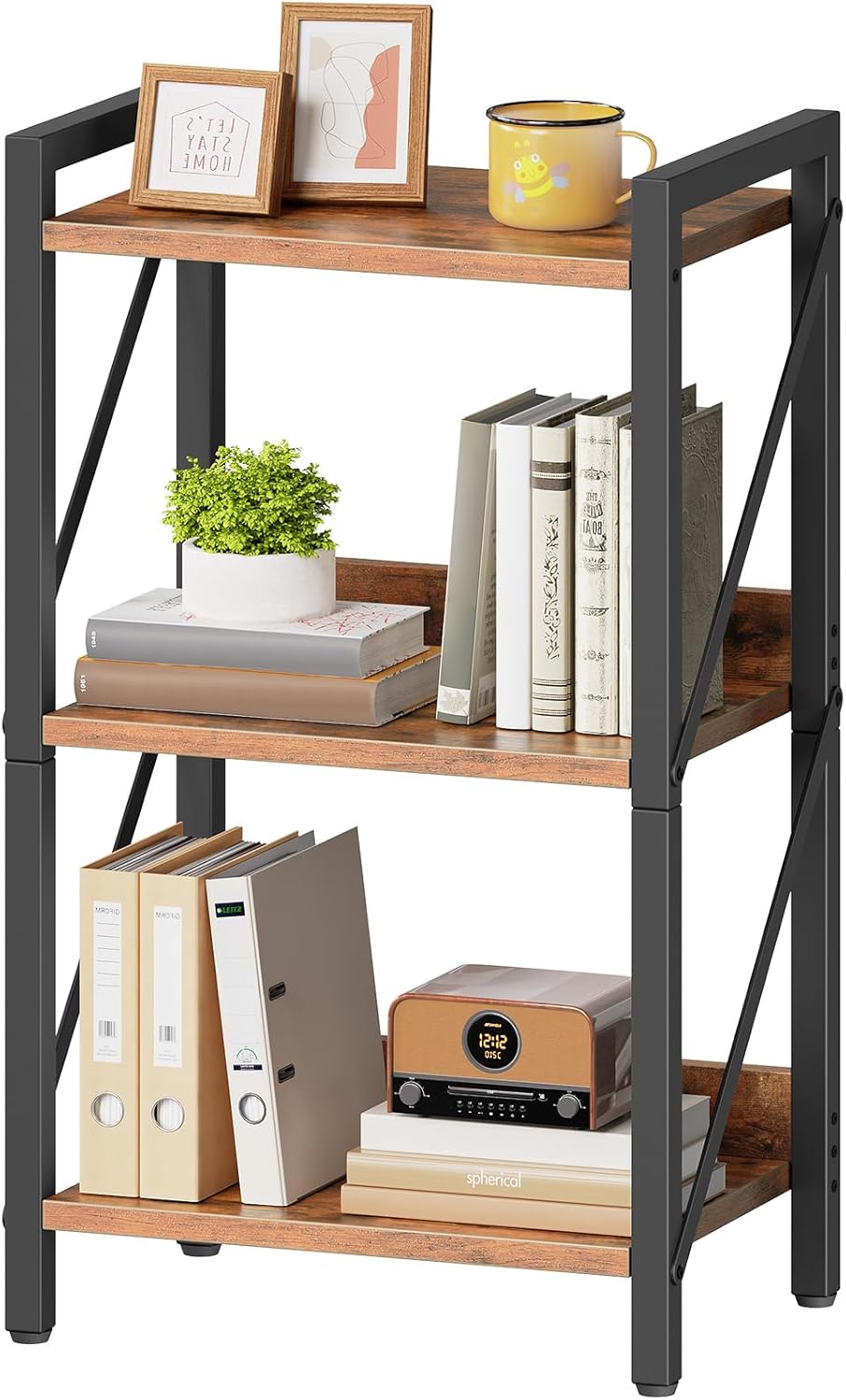 3-Tier Industrial Bookcase for Stylish Storage Solutions