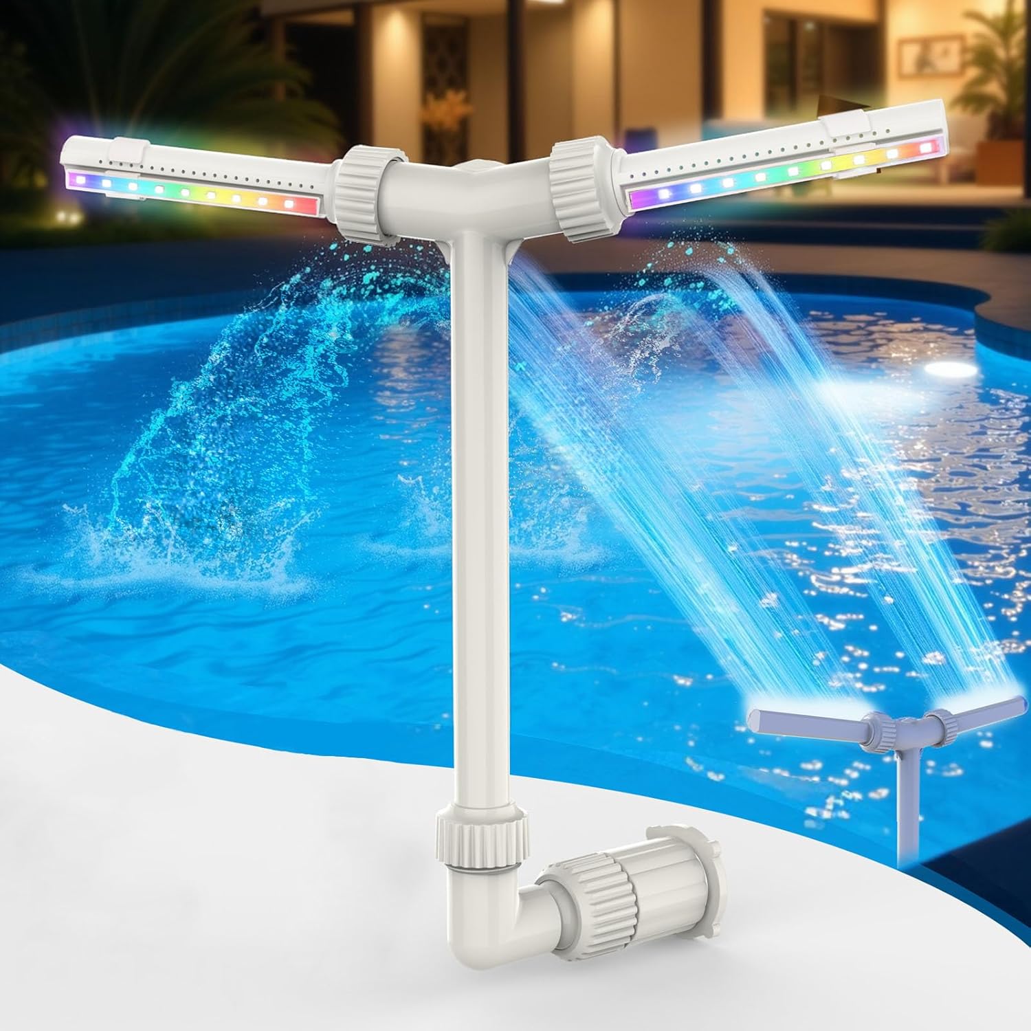 Solar Pool Fountain with Lights for Above Ground and Inground Pools