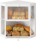 Corner Bread Box for Kitchen Countertop - Double Layer Bamboo Storage