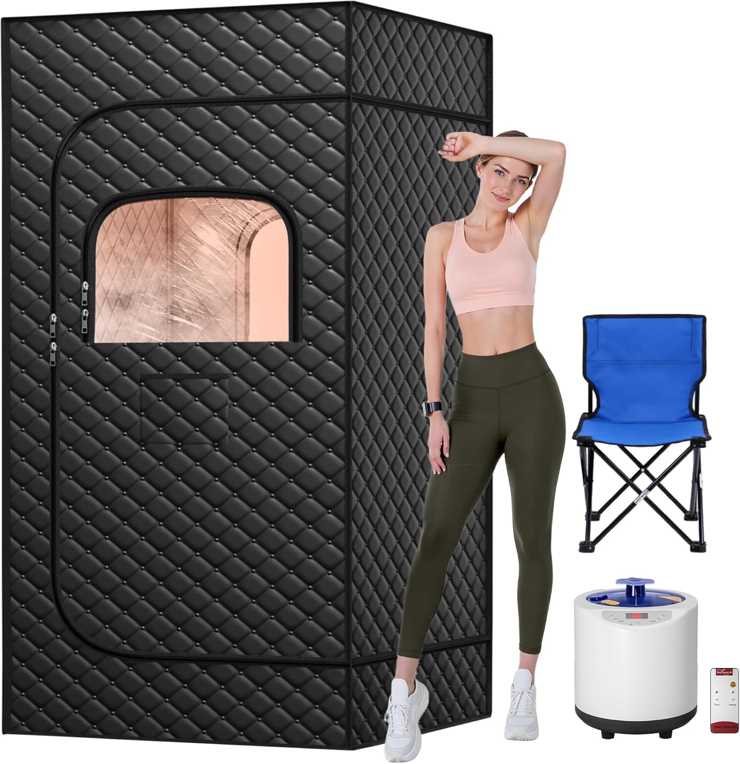 Portable Full Size Sauna - 3L Steamer, Remote Control